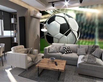Soccer ball decal Wall Murals Boys Game room print Fun sport wall art Boys Bedroom Décor Football  wallpaper Peel and Stick Self Adhesive