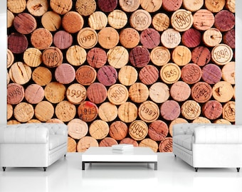 Bottle Wine Cellar Cork Wallpaper Removable Abstract Mural Self Adhesive Wall covering Non-woven Print Office Room Décor Interior Design