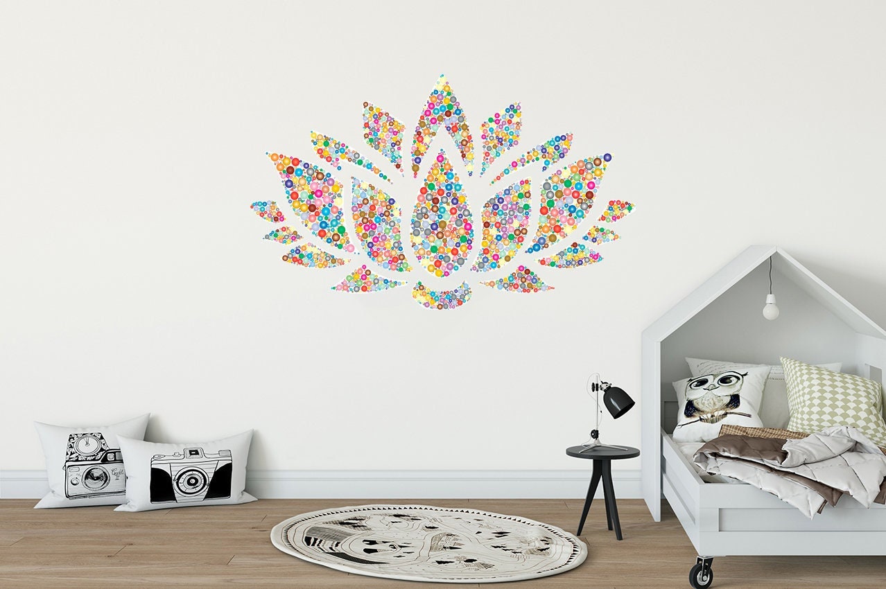 Lotus Decal Flower Wall Decal Mandala Wall Decal Yoga Decal Watercolor ...
