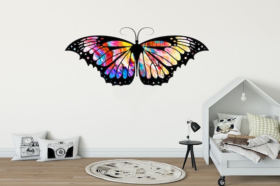 Colorful Butterfly Wall Decals - Removable Watercolor Peel & Stick Stickers For Bedroom, Nursery, Dining Room