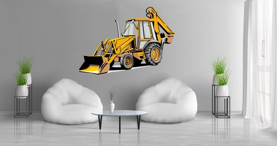 Tractor Excavator #1 Wall Decal - Removable Sticker For Kids Room, Man Cave, Or Office Decor