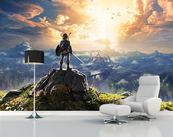 Legend zelda decal Zelda sticker Playroom wall art Zelda vinyl Game mural Gift kids art Video wallpaper Nursery wall decor Kids wall art