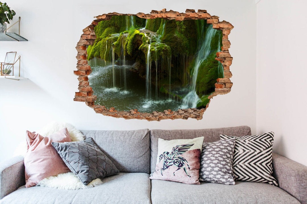 Waterfall Decal Tree Wall Sticker Nature Art Prints Floral Decor Window ...