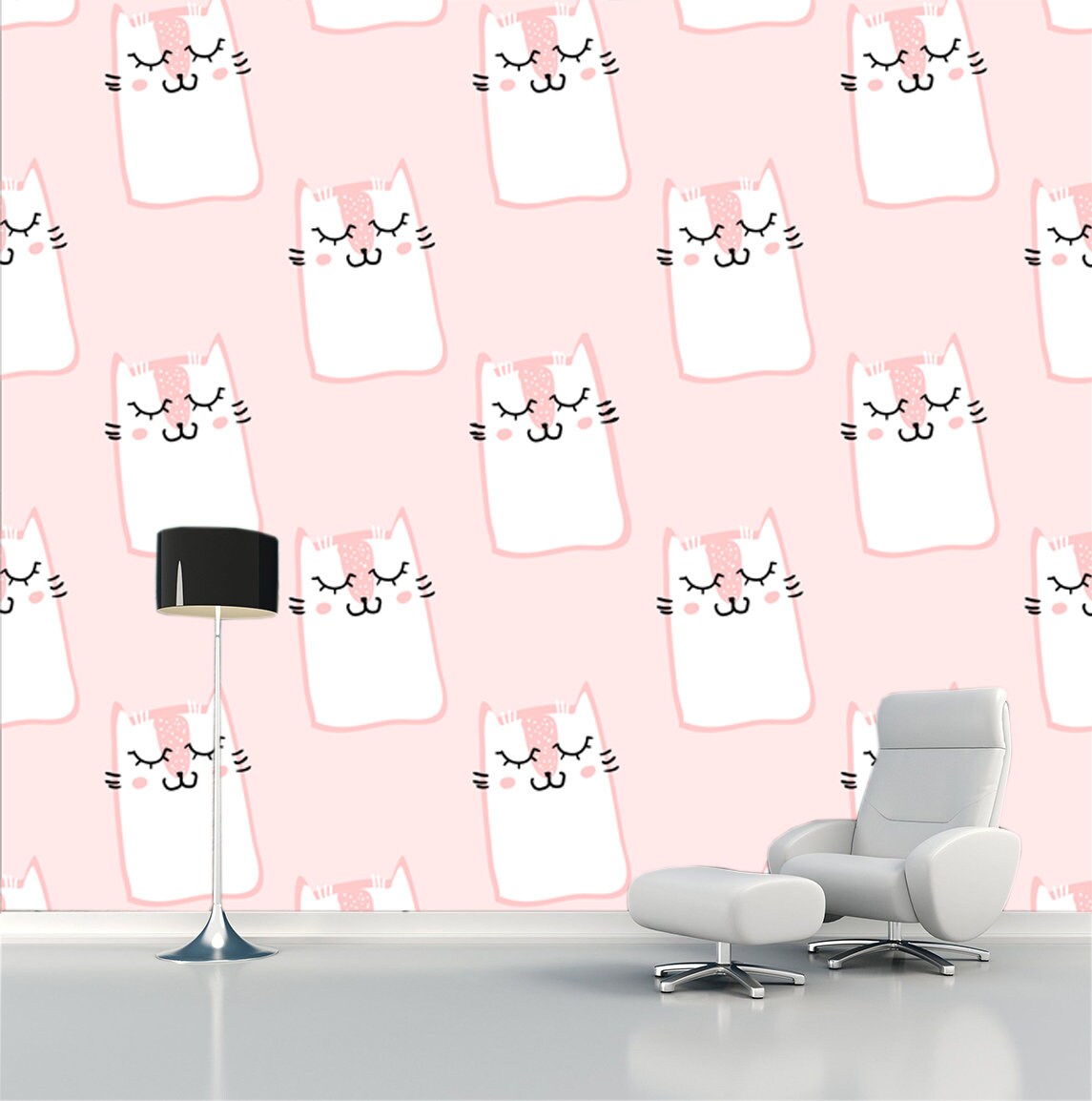 Cat Wall Mural Kids Wall Decal Cat Wall Decals Animal Wallpaper Nursery ...