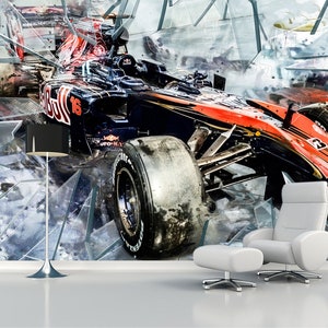 Speed Wall Art Racing Cars Mural Formula Wall Decal Car Wall Decal Peel ...