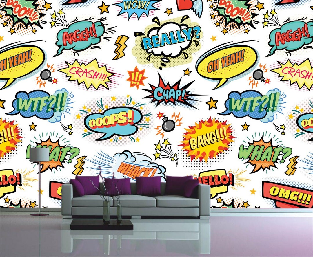 Pop Art Wallpaper Vintage Comic Wall Mural Kids Room Wall Art Abstract
