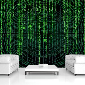 Abziehen und aufkleben Matrix Tapete Cyber Code Aufkleber Computer Wandbild selbstklebend Wissenschaft Druck Matrix Dekor Spielzimmer Kunst Technologie Abnehmbar