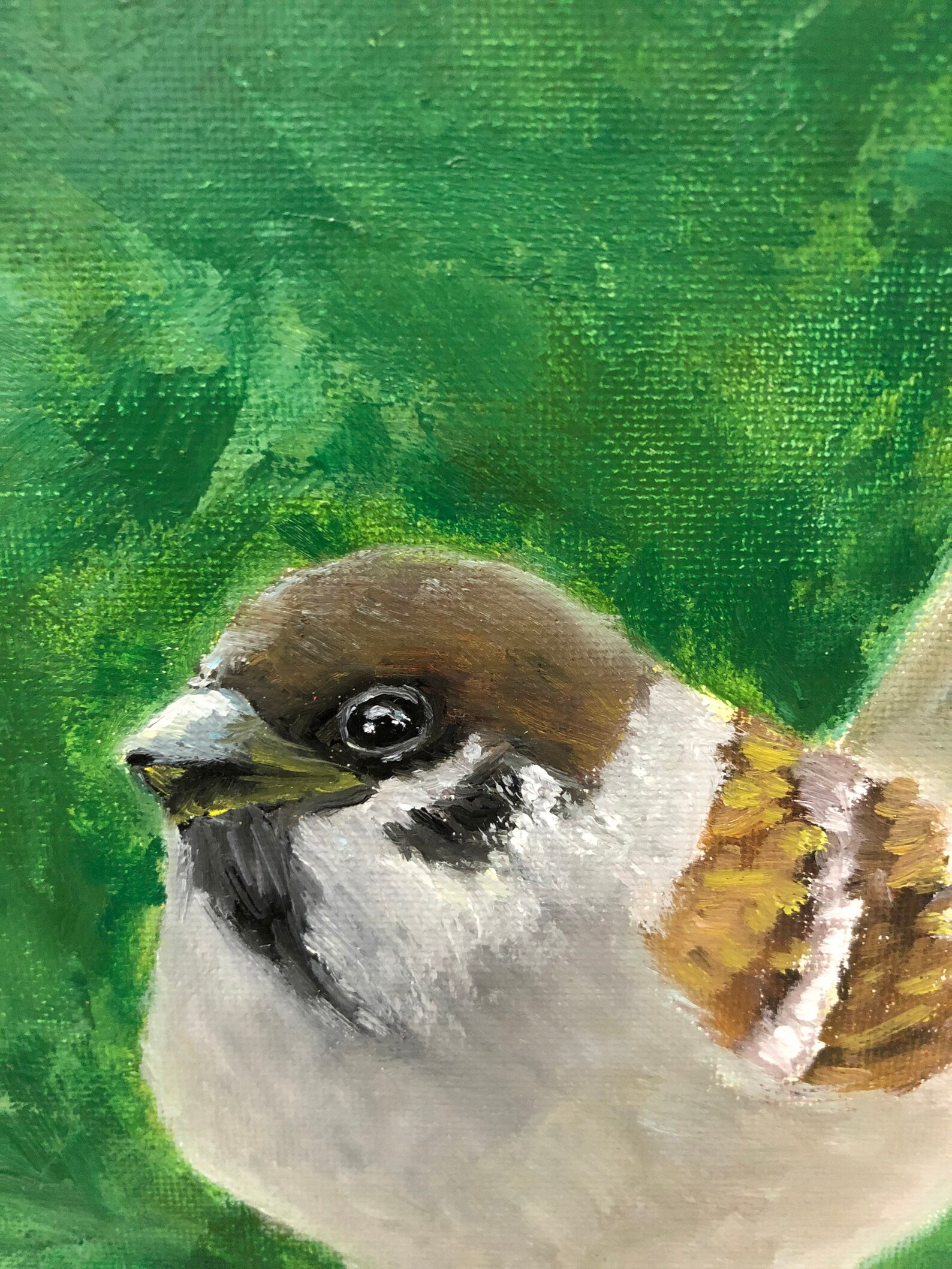 Sparrow painting Bird original art Small oil painting 7x5 | Etsy
