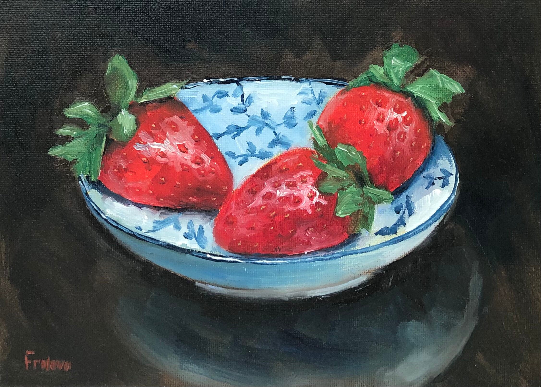 Strawberries painting Fruit original art Strawberry artwork Etsy