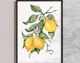 Lovebirds in Sicily Art Print Lemon Poster Colorful Designer - Etsy