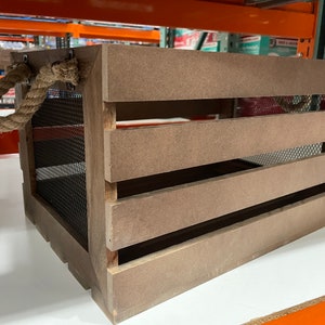 1 Stackable  Unfinished  Unassempled 1/2" MDF Crate ,Box Enclosure, Custom sizes , Any size Custom made With Rope Handles