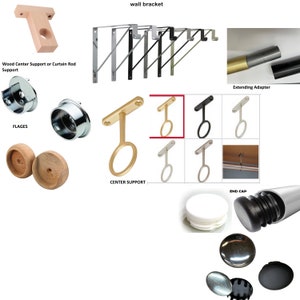 Accessories for Round Closet Rod 1-5/16" . Corner adapters and Extentions ,flanges,Wall brackets,and other wardrobe Rod Accessories