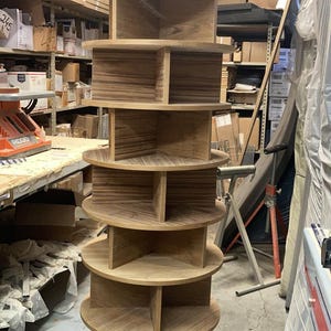 Rotating Shoe Rack Tower &quot;Turntower III&quot; or Garage Tool Rotating Storage Custom sizes. MDF Unfinished or Plywood, Melamin, Choose sizes