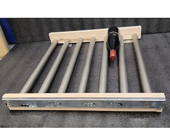 Wine Organizer Pull out Rack For Cabinet "PULLDRYWINE" Soft Close,Choose Material Color, Size and slides. Unfinished Solid Wood, 4"H