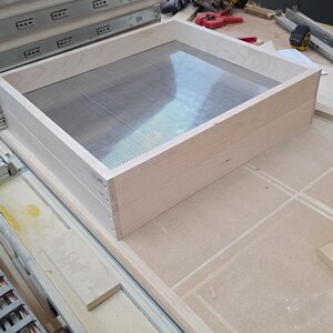 Laundry Drying Rack 4"H, Premium Undermount USA Slides, Aluminum Perforated Screen, Pine, Custom sizes welcome