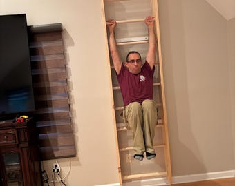 Swedish Wall Stall Bar for Schroth Exercises, 90'' Tall. Personal Fitness Station