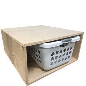 Wooden laundry Pedestal &quot;StoreIT&quot; Birch Plywood Box for Washer Dryer Choose 2”-12” high,Choose your sizes. Plastic Basket is optional