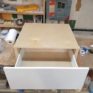 Laundry Pedestal Standard Duty,with Front Panel many Colors, ALL Plywood Storage Drawer for Washer Dryer 12&quot;high,Choose your size &quot;Trojan&quot;