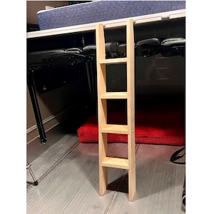 PINE Unfinished Solid Library Attic  Furniture Ladder, Bunk Bed, 12D Angle, Choose Size, Change Angle and material. 16&quot; Wide. Model 4.
