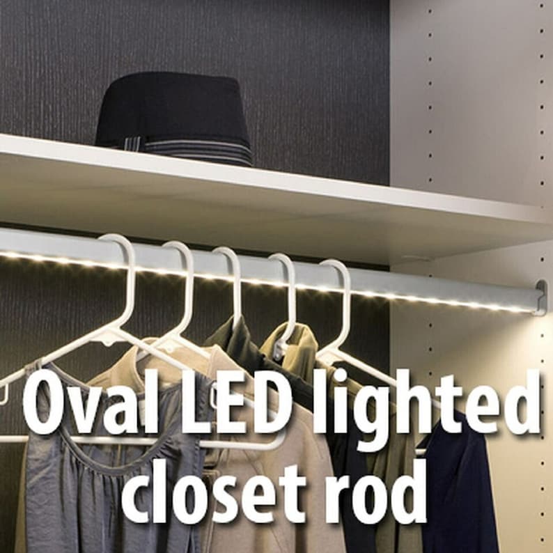 LED Lighted OVAL Aluminum Closet Rod Kit With End Supports Etsy