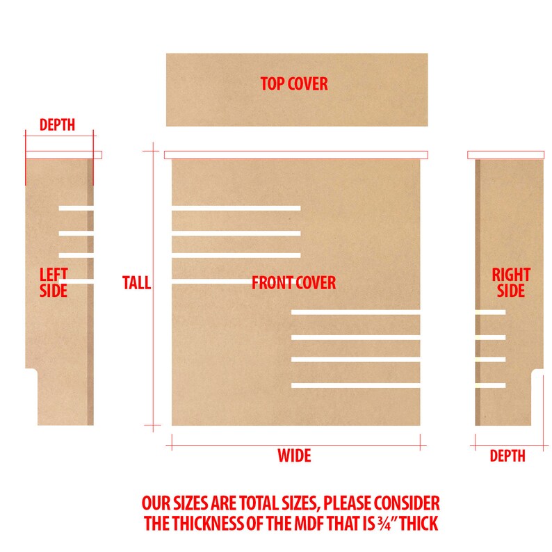 MDF Radiator Cover KIT- MD4 - Unfinished - 9
