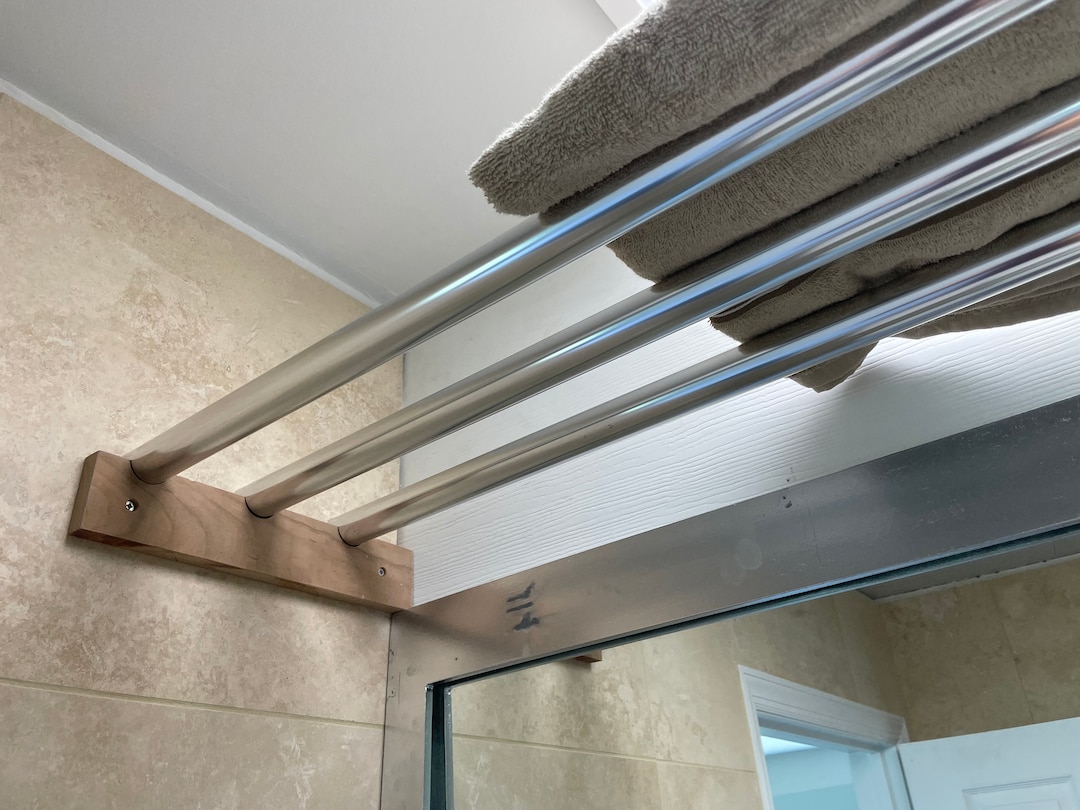 Custom Towel Racks Modern Bathroom Towel Rack: Aluminum & Wood, Custom Size - Etsy