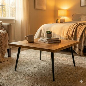 Partially finished OAK Square Replacement Wooden Table Top 1" Thick Square Edges, Custom Size, Laser Engraving Is Optional.