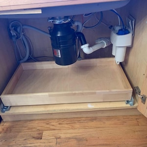 Wooden Under sink Drawer &quot;Camel-SoftUnder&quot; with Soft close Undermount Slides, Choose your size, Floor or wall Mounting. 3-4”H.