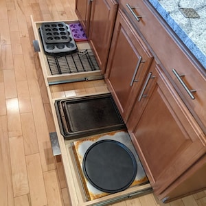 ALL Plywood 4" high Toe Kick Drawer with Side Mount Push-to-Ooopen or Soft closing Slides, Assembled, Custom Size "Trojan", 3/4"Thick