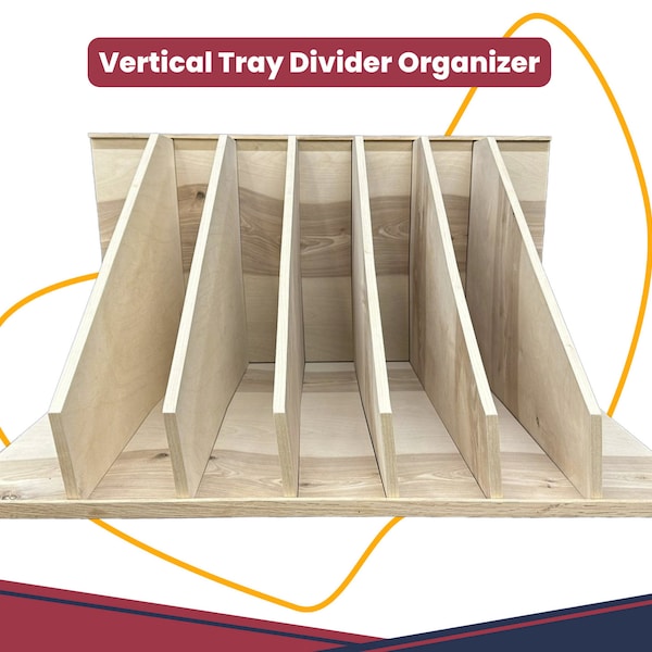 Vertical Tray Divider Organizer Insert "HF"for Kitchen Cabinet,Choose Your Size, ONE Complete set unassembled, 16"H or Less,Unfinished Ply