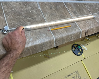LED Lighted Round Closet Rod Kit with End Supports 1-5/16&quot; Diamerter , Choose your color and length, Will manufacture your exact length (+-)