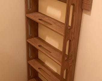 PINE Unfinished Library Attic Furniture Ladder, Bunk Bed, 90D Vertical mount, Choose Size, Change Angle and Wood. 16" Wide. MD5, 1"Thick
