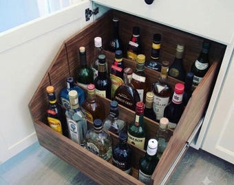 Vertical Divider Pull Out "HFSlideWine" for all Bottles or Pots and Lids, Drawer Organizer, Birch Plywood Unfinished. 0-12"High