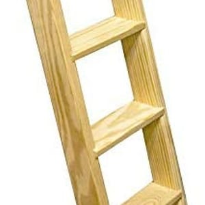 Oak Unfinished Solid Wood Library Attic  Furniture Ladder, Bunk Bed, Choose Size, Angle and material. 16" Wide. Model 4.