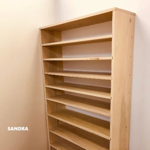 Solid Poplar Wood book shelf “Sandra”, shelves Organizer, 10-11" inches Deep . 3/4" Unfinished Solid Wood Vertical Bookcase,Any wood