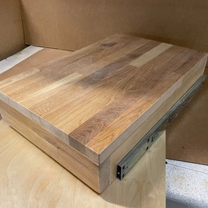 Butcher block and Drawer with Push to Open Slides, Assembled, 6” Height-Custom Size-Model “Donkey”,Choose your Size, Birch, Choose Wood