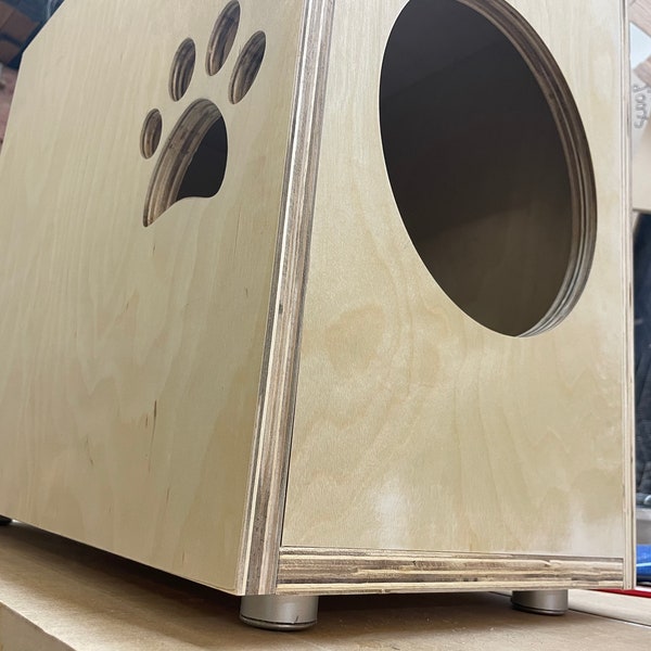 Unfinished  MDF or Plywood Pet house, litter box - Cat house or litter box , Choose your size or custom size it. Unassembled