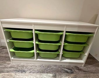 MDF Unfinished "Kiddie" Box Organizer, Custom Size Cube Storage Unit with baskets, open back