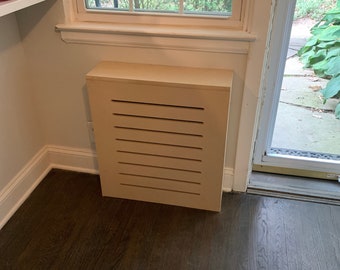 MDF Radiator Cover MD6 Unfinished, FlashTop - 9" Depth, Choose your size AND Vents location,No Baseboard cut, no Vents on Top