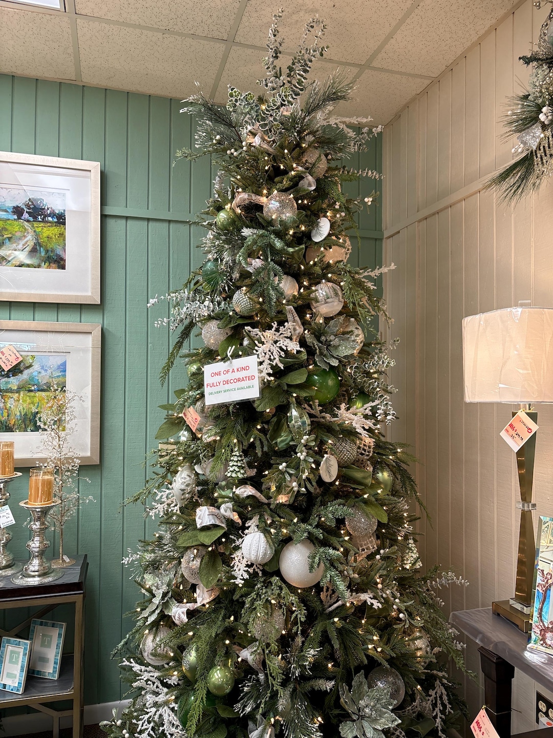 Fully Decorated Christmas Tree 8’ High 3.5’ Diameter Made per Order