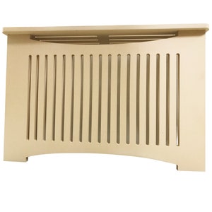 MDF Radiator Cover MD13 ,  Unfinished - 9" Depth with Cut Out for Baseboard Molding 5 x 1-1/2". Any Size available.