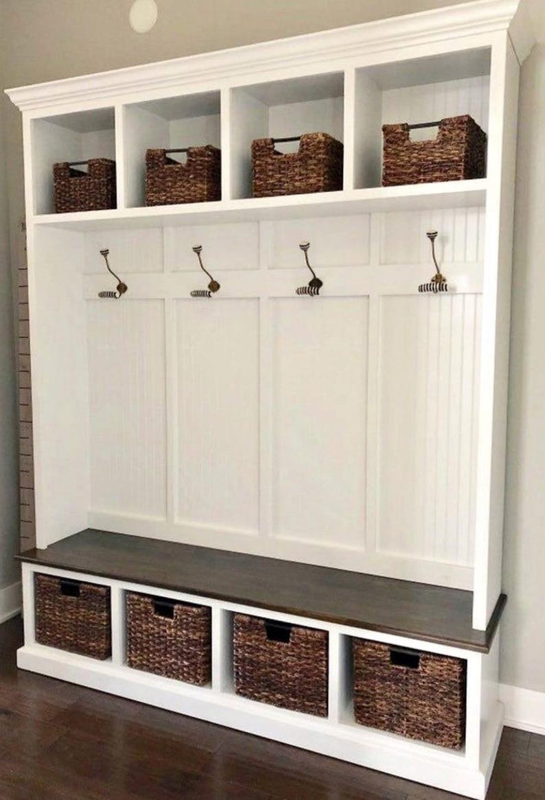 Upper Cubbies Unfinished MDF Mudroom Bench: Custom Entryway Seating, Made in USA - Etsy