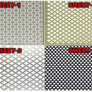 May include: Four different metal sheets with various patterns. The sheets are labeled "SHEET-1", "SHEET-2", "SHEET-3", and "SHEET-4".
