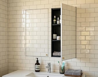 Single Door Recessed Medicine Cabinet “MedicFLTile”, MDF, Soft close With Push to open Flash Door Ready For Tile or Mirror, Add shelves