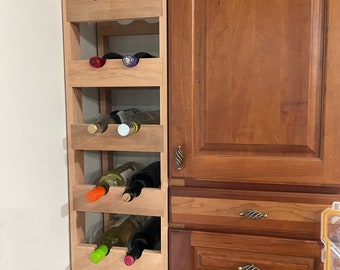 Wine Holder Organizer Storage Rack Strip For Cabinet, Choose Material and Length.Unfinished Solid Wood, set of Front and Back