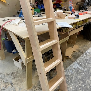 Oak Unfinished Solid Wood Library Attic,Furniture Ladder, Bunk Bed, Choose Size, Angle and material. 12D 16&quot; Wide. MD4