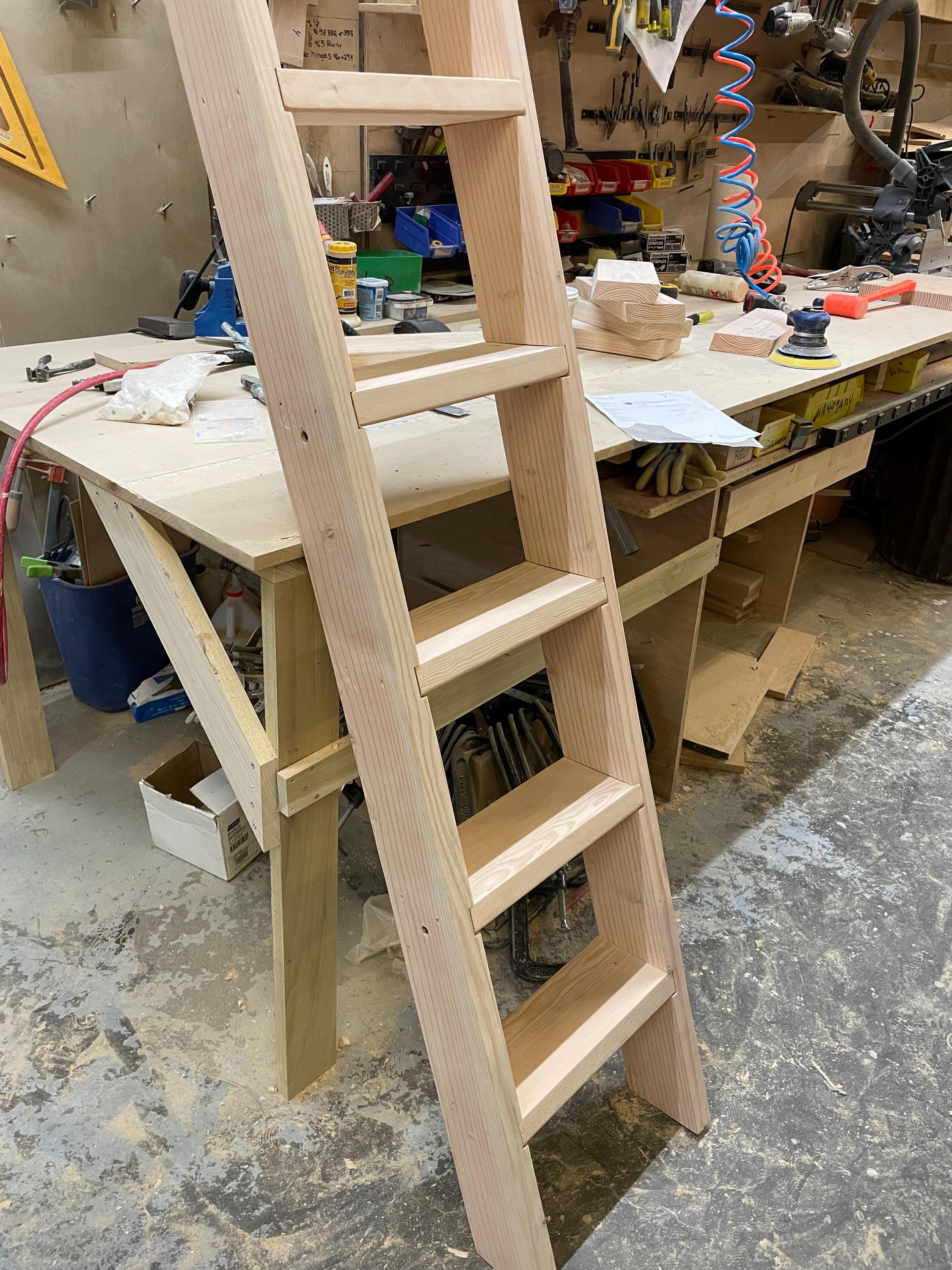 Oak Unfinished Solid Wood Library Attic,Furniture Ladder, Bunk Bed, Choose Size, Angle and material. 12D 16" Wide. MD4