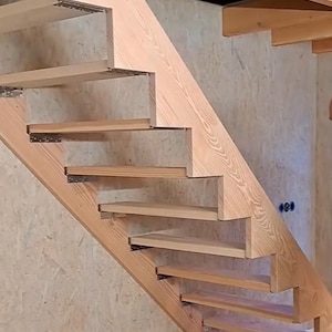 Wooden Transformer ladder Stairs &quot;Scorponok&quot;, saving space, Foldable Against Wall, custom Sizes Welcome, Fir, 20&quot;-26&quot; Wide