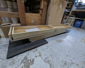 Single Wooden 5&quot;High Toe Kick Drawer with Push-to-Open or soft close Slides, Assembled, Custom Size&quot;Trojan&quot; Buy2 to make Double drawer
