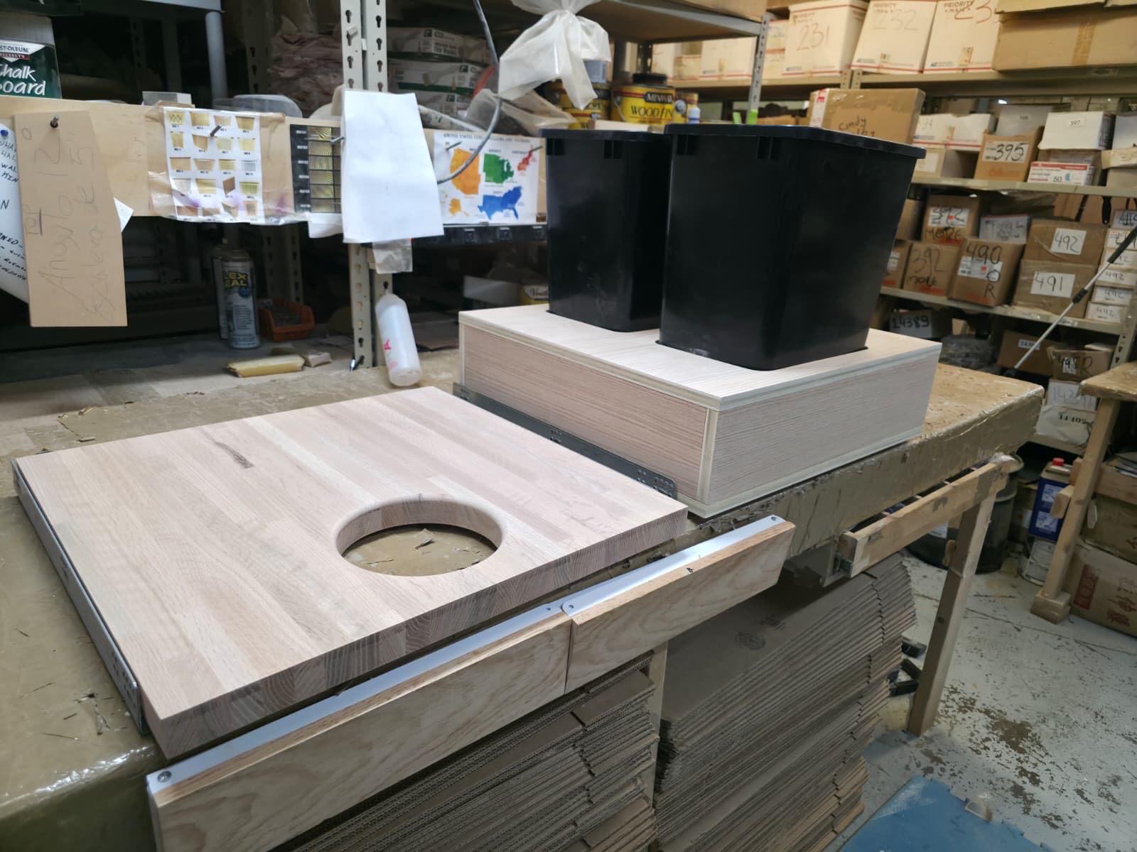 Pull Out Block Oak Butcher Block Pull Out With Waste Basket Pull Out for Your Kitchen ...